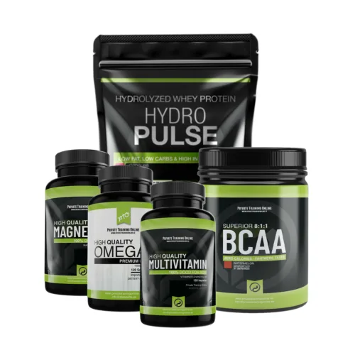 Klientpaket med rekommenderade kosttillskott av Private Training Online.